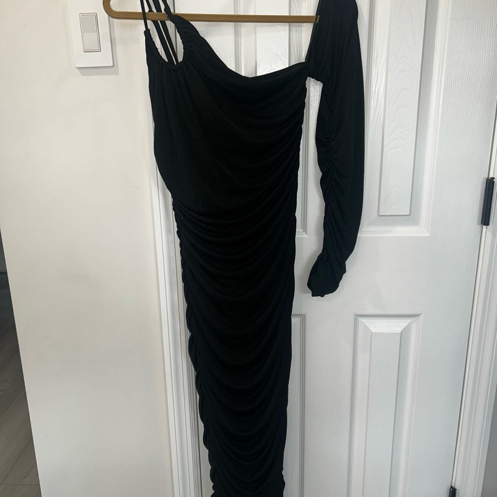 Fashion Nova Black Off-Shoulder Midi Dress